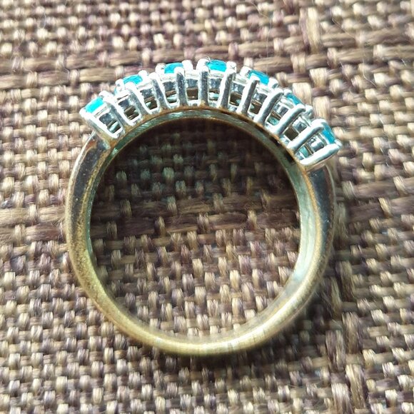 ✨ Elegant Vintage Austrian Blue & White Crystal Silver Plated Ring ✨ - Picture 10 of 11